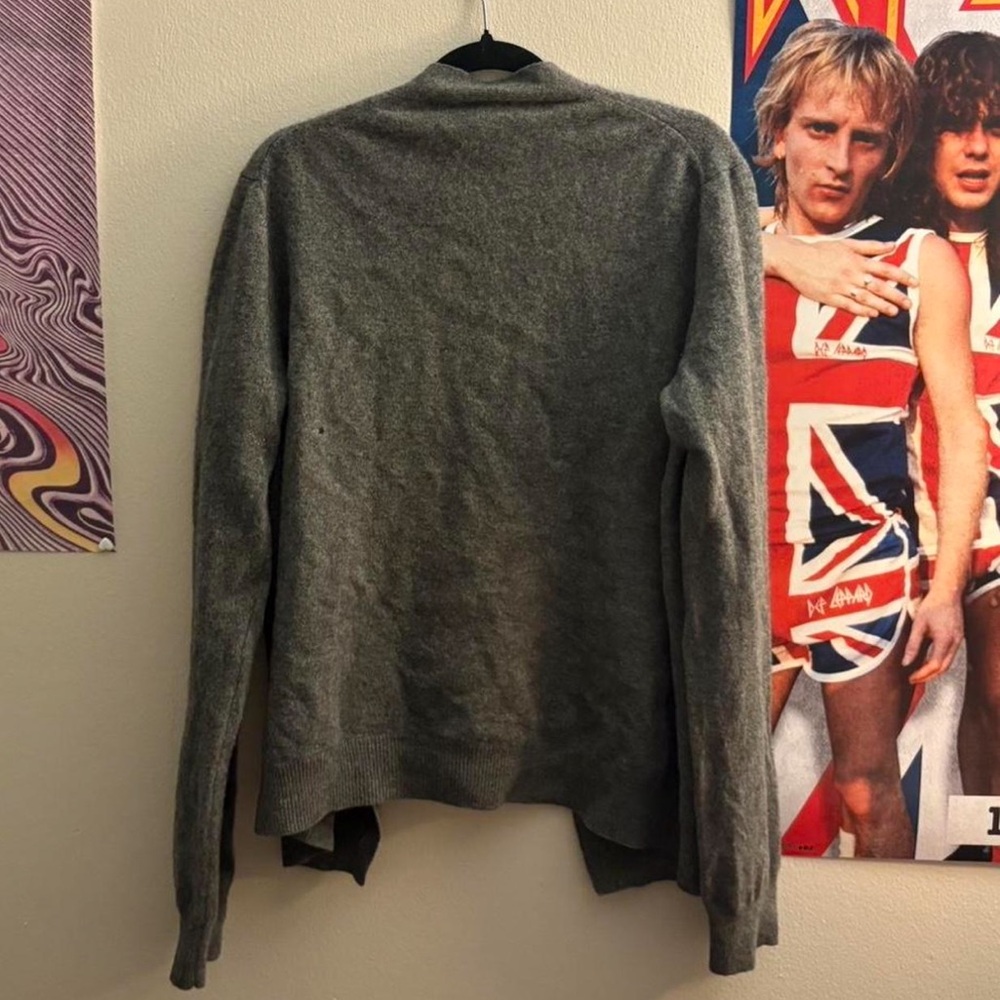 Comme des Garcons Gray Cardigan with Red Heart - Picture 2 of 6